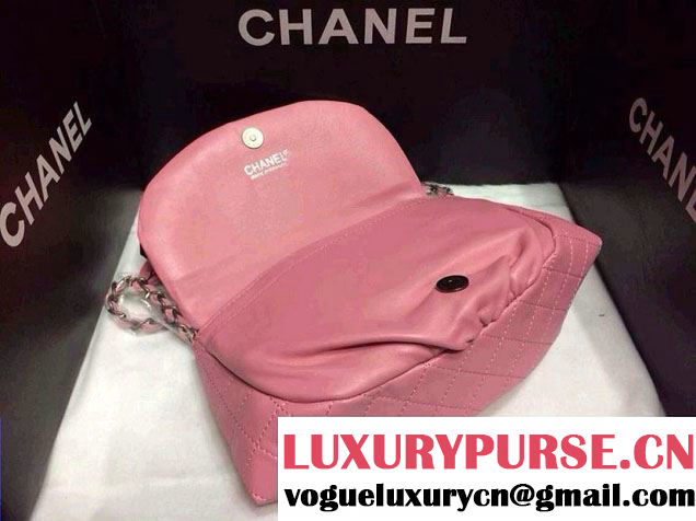 Chanel Pink half moon WOC lambskin leather Bag
