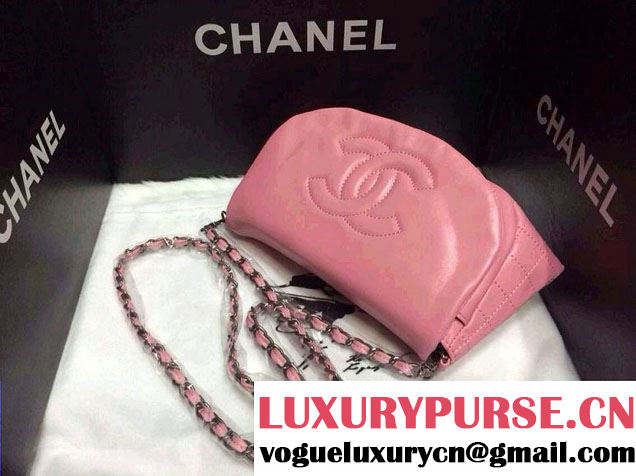 Chanel Pink half moon WOC lambskin leather Bag