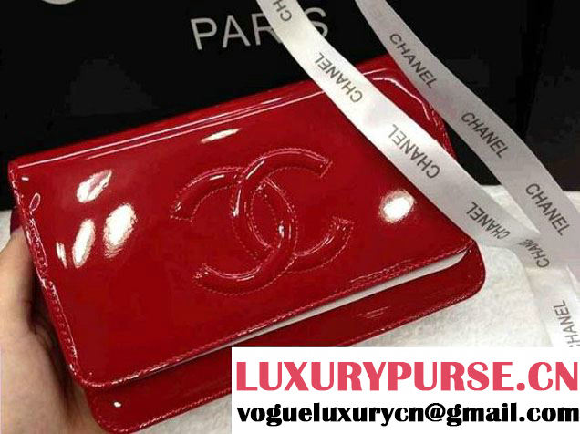 Chanel Red Patent Leather Timeless CC WOC Bag