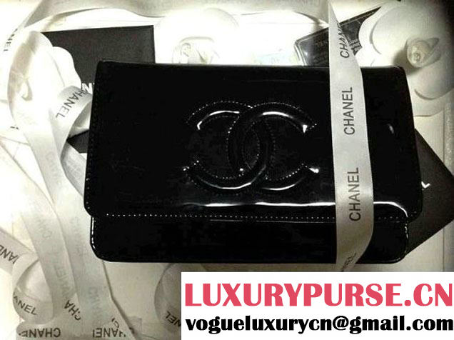 Chanel Black Patent Leather Timeless CC WOC Bag