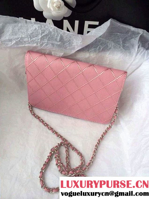 Chanel Large Stitch Wallet On Chain (WOC) Pink Bag 2014