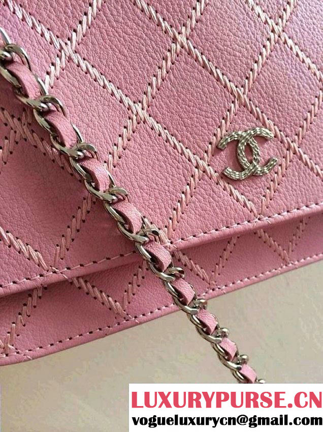 Chanel Large Stitch Wallet On Chain (WOC) Pink Bag 2014