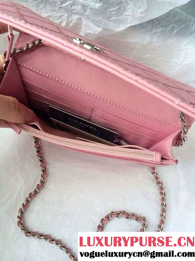 Chanel Large Stitch Wallet On Chain (WOC) Pink Bag 2014