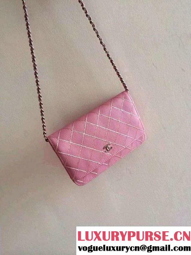 Chanel Large Stitch Wallet On Chain (WOC) Pink Bag 2014