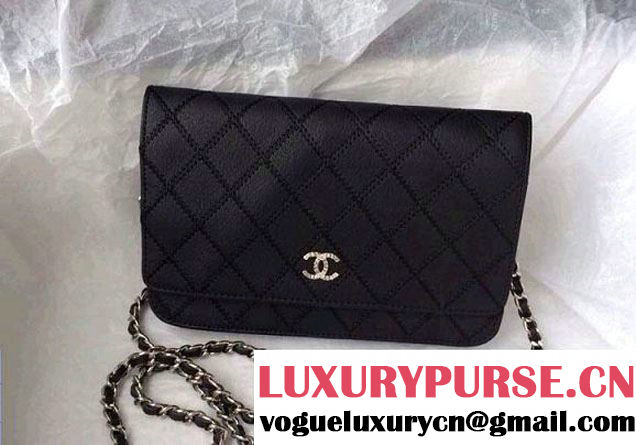 Chanel Large Stitch Wallet On Chain (WOC) Black Bag 2014