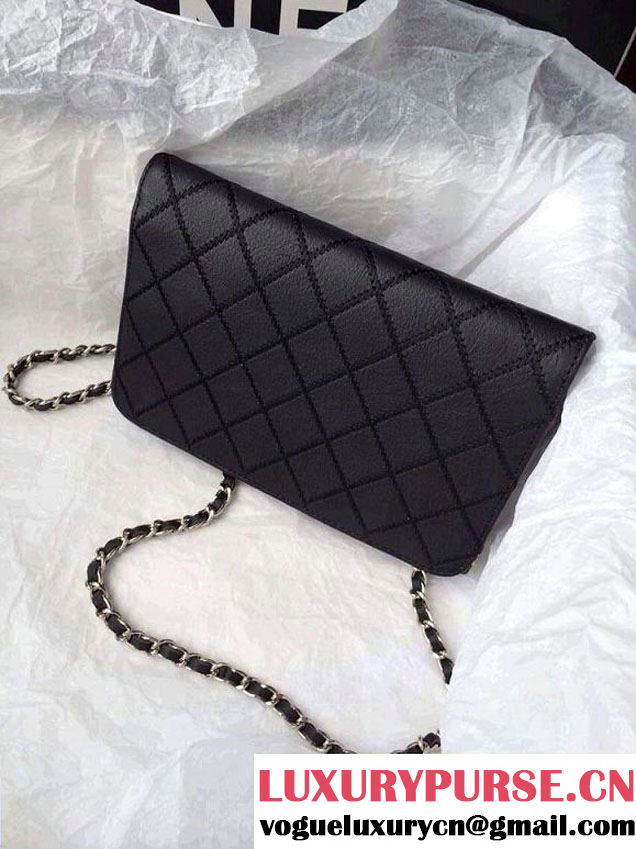 Chanel Large Stitch Wallet On Chain (WOC) Black Bag 2014