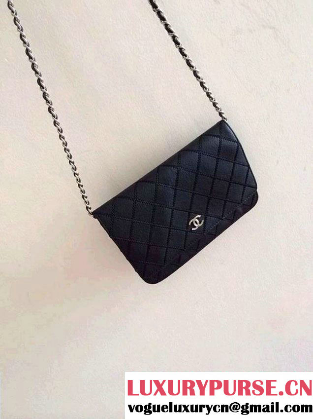 Chanel Large Stitch Wallet On Chain (WOC) Black Bag 2014