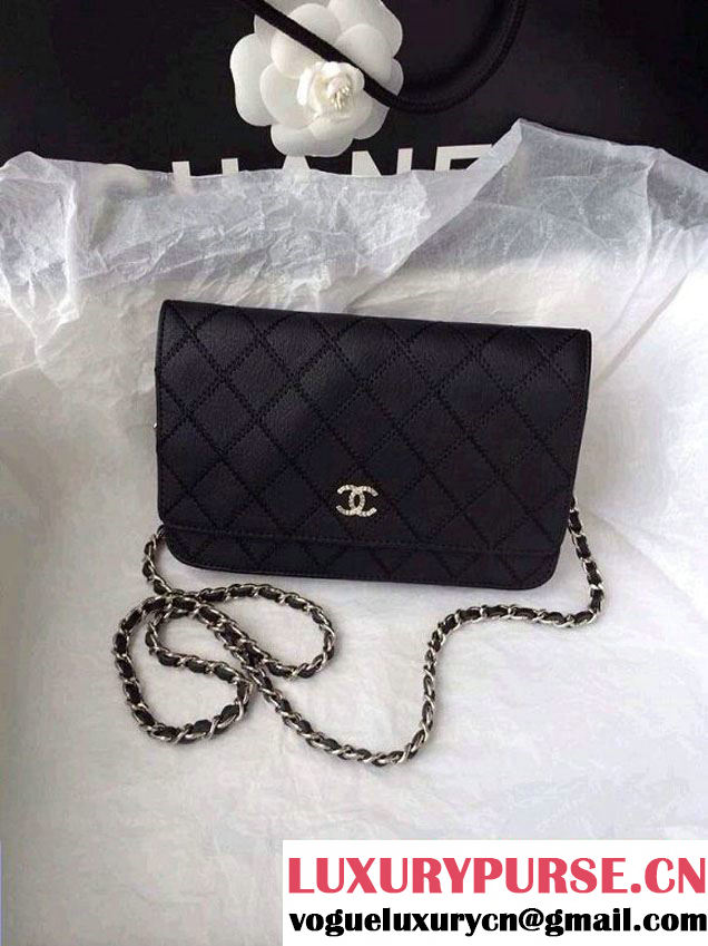 Chanel Large Stitch Wallet On Chain (WOC) Black Bag 2014