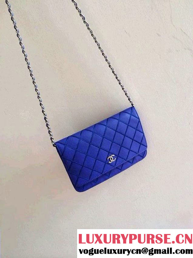 Chanel Large Stitch Wallet On Chain (WOC) Blue Bag 2014