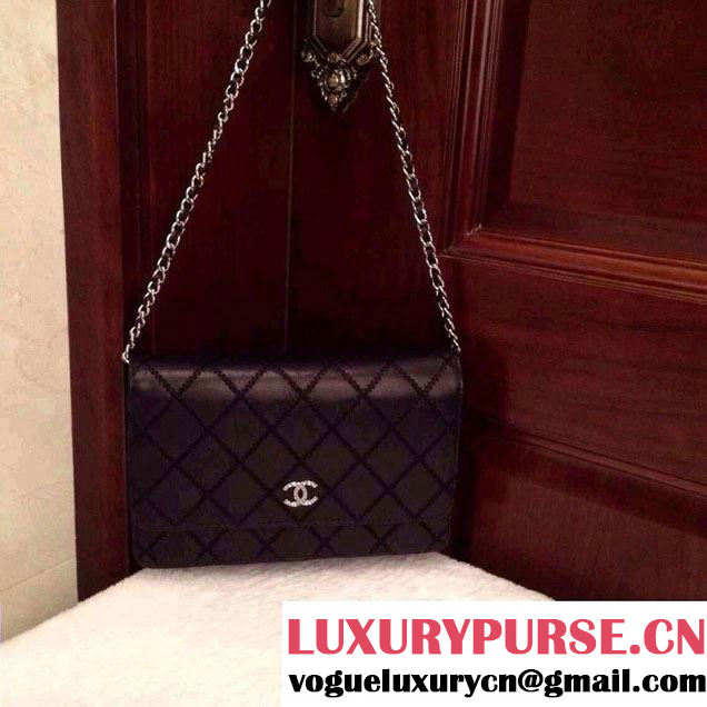 Chanel Large Stitch Wallet On Chain (WOC) Bag in Black 2014