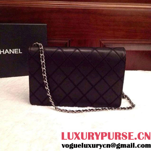 Chanel Large Stitch Wallet On Chain (WOC) Bag in Black 2014