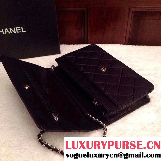 Chanel Large Stitch Wallet On Chain (WOC) Bag in Black 2014