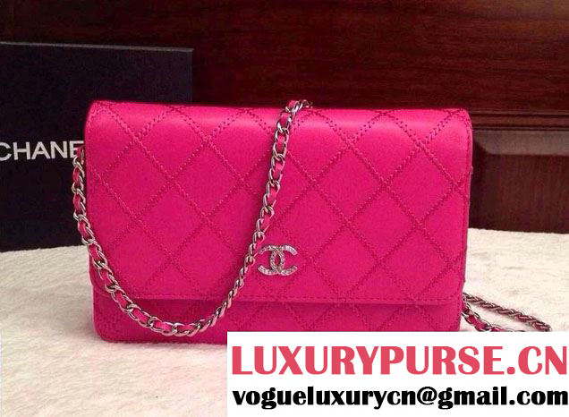 Chanel Large Stitch Wallet On Chain (WOC) Bag in Fushia 2014