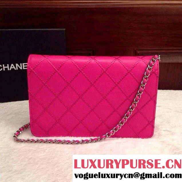 Chanel Large Stitch Wallet On Chain (WOC) Bag in Fushia 2014
