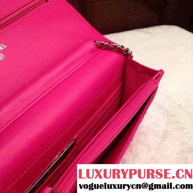 Chanel Large Stitch Wallet On Chain (WOC) Bag in Fushia 2014