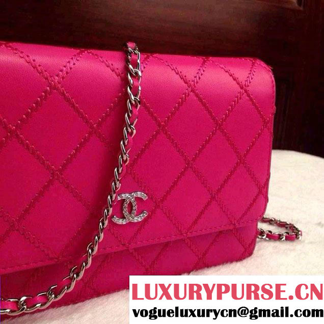 Chanel Large Stitch Wallet On Chain (WOC) Bag in Fushia 2014