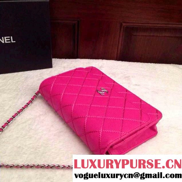 Chanel Large Stitch Wallet On Chain (WOC) Bag in Fushia 2014