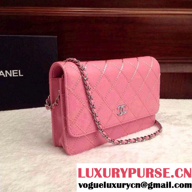 Chanel Large Stitch Wallet On Chain (WOC) Bag in Pink 2014