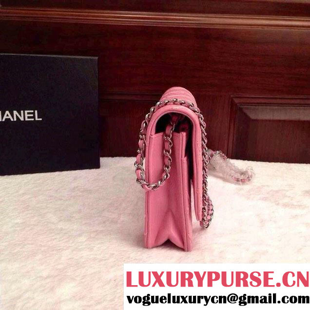 Chanel Large Stitch Wallet On Chain (WOC) Bag in Pink 2014