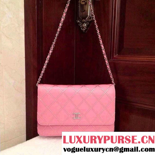 Chanel Large Stitch Wallet On Chain (WOC) Bag in Pink 2014