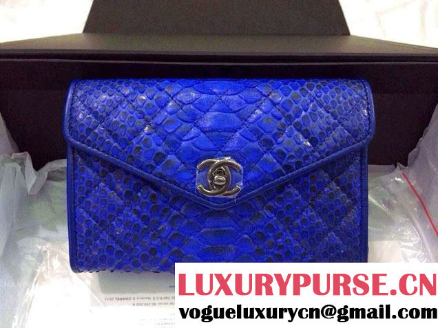 Chanel Envelope Snakeskin Falp WOC Bag in Blue 2014