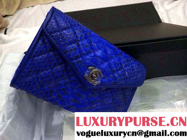 Chanel Envelope Snakeskin Falp WOC Bag in Blue 2014