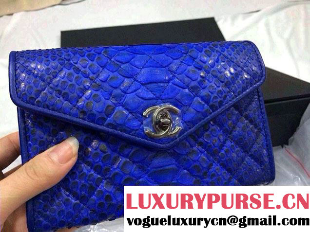 Chanel Envelope Snakeskin Falp WOC Bag in Blue 2014