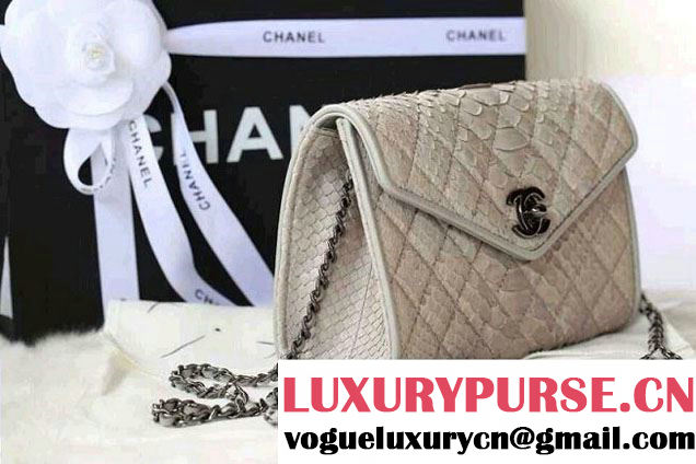Chanel Envelope Snakeskin Falp WOC Bag in White 2014