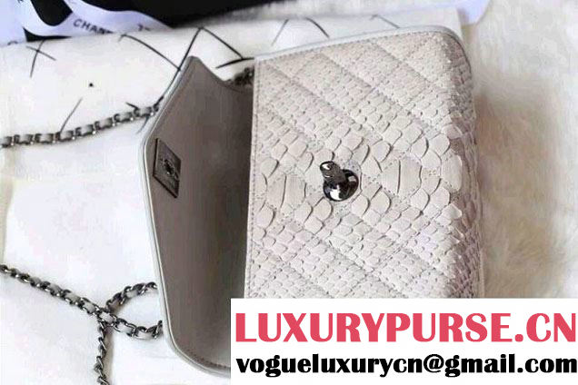 Chanel Envelope Snakeskin Falp WOC Bag in White 2014