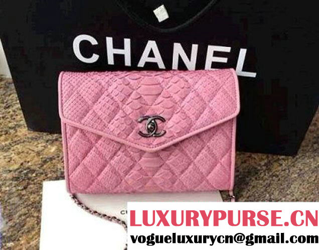 Chanel Envelope Snakeskin Falp WOC Bag in Pink 2014