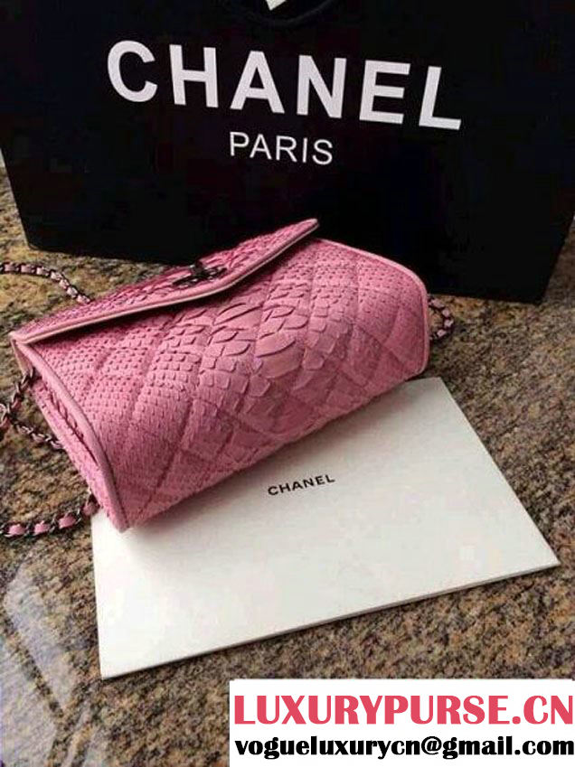 Chanel Envelope Snakeskin Falp WOC Bag in Pink 2014