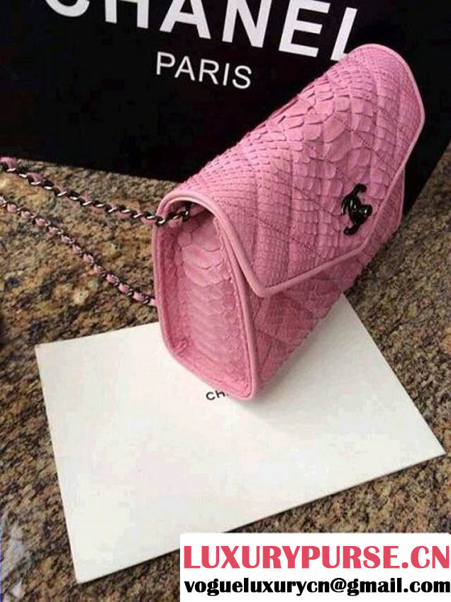 Chanel Envelope Snakeskin Falp WOC Bag in Pink 2014