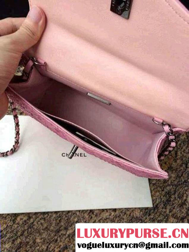 Chanel Envelope Snakeskin Falp WOC Bag in Pink 2014