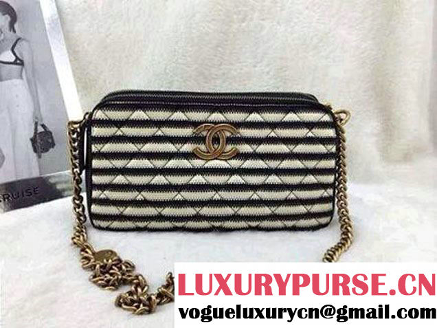 Chanel Navy Coco Sailor with Double zipper Chain (WOC) Flap Bag 2014