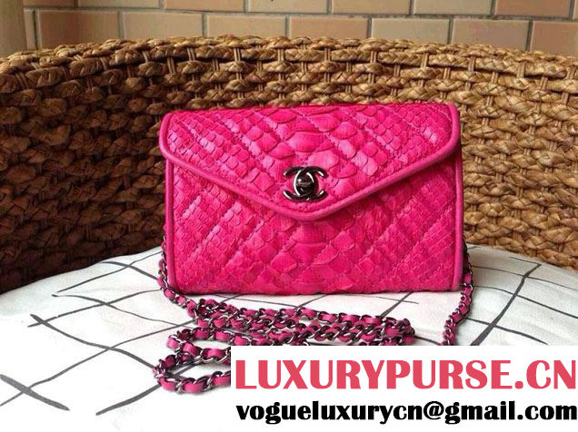 Chanel Envelope Snakeskin Falp WOC Bag in Fushia 2014