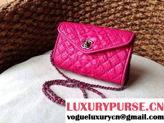 Chanel Envelope Snakeskin Falp WOC Bag in Fushia 2014