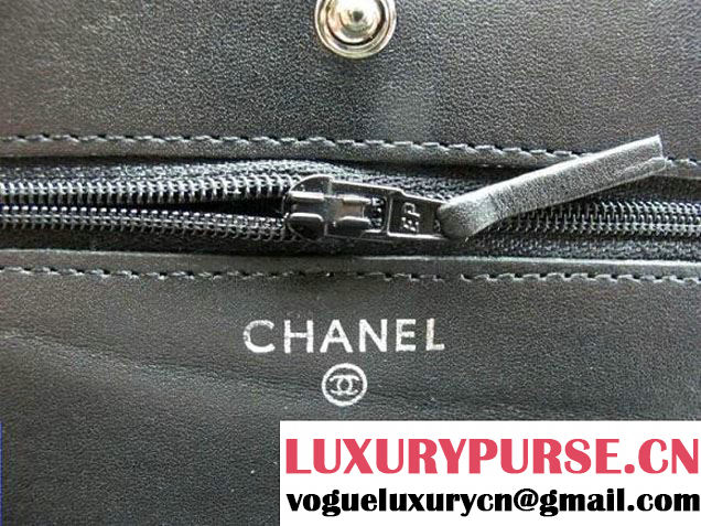 Chanel Striped Patent Calfskin Wallet On Chain(WOC) Bag in Grey 2014