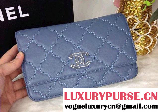 Chanel Hampton Wallet On Chain(WOC) Bag in Blue