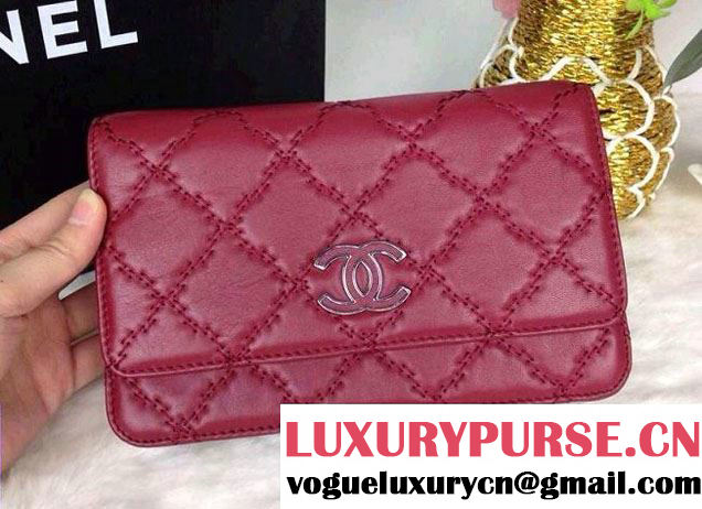 Chanel Hampton Wallet On Chain(WOC) Bag in Red