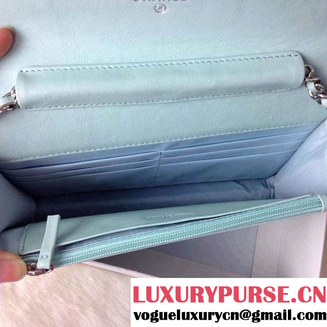 Chanel Hampton Wallet On Chain(WOC) Bag in Pale Turquoise