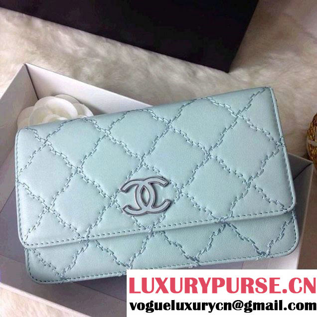 Chanel Hampton Wallet On Chain(WOC) Bag in Pale Turquoise