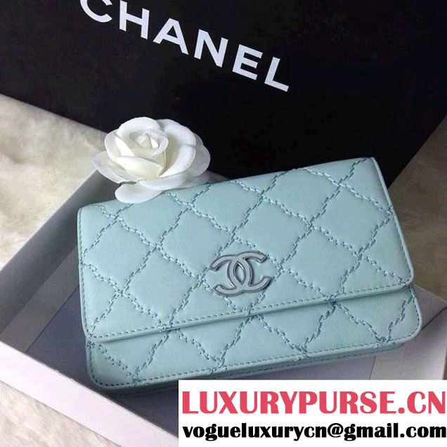 Chanel Hampton Wallet On Chain(WOC) Bag in Pale Turquoise