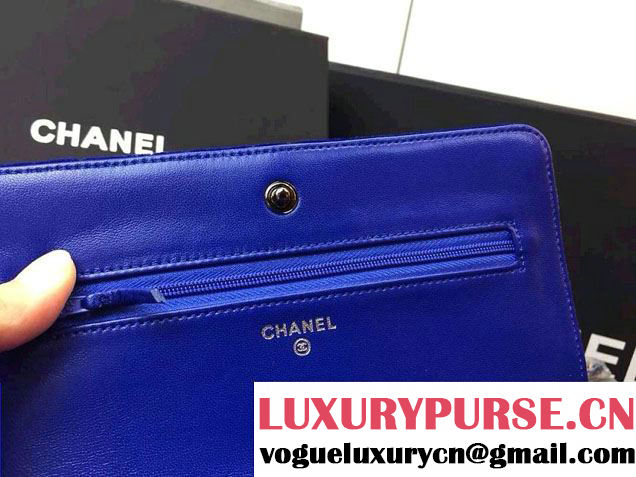 Chanel Velvet WOC Wallet On Chain Bag A33814 Y09134 Blue 2014