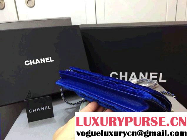 Chanel Velvet WOC Wallet On Chain Bag A33814 Y09134 Blue 2014