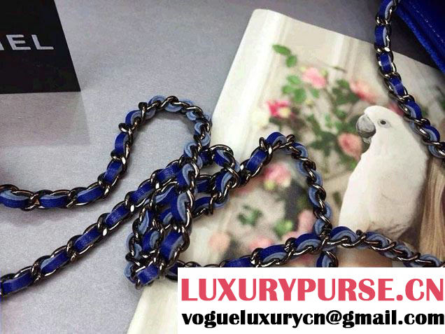 Chanel Velvet WOC Wallet On Chain Bag A33814 Y09134 Blue 2014