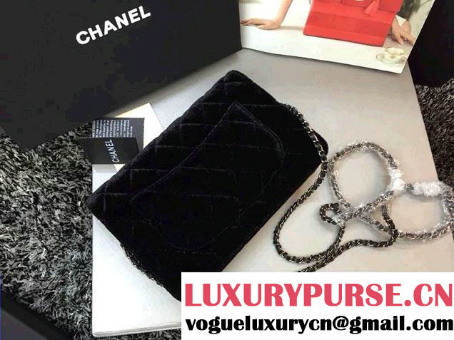 Chanel Velvet WOC Wallet On Chain Bag A33814 Y09134 Black 2014
