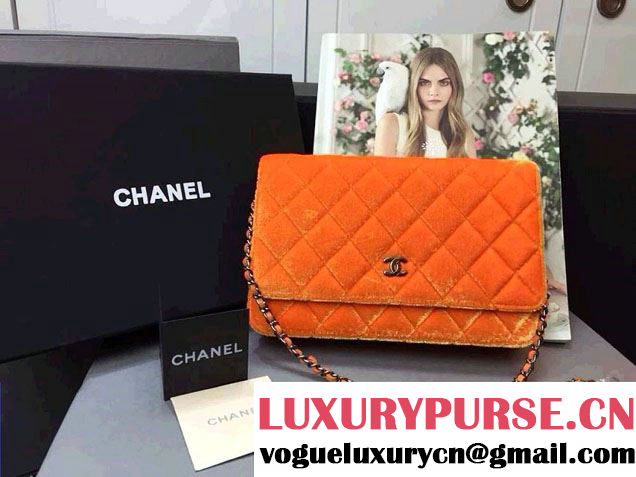 Chanel Velvet WOC Wallet On Chain Bag A33814 Y09134 Orange 2014