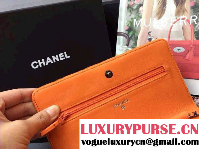 Chanel Velvet WOC Wallet On Chain Bag A33814 Y09134 Orange 2014