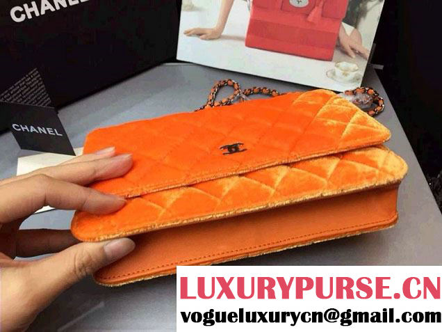 Chanel Velvet WOC Wallet On Chain Bag A33814 Y09134 Orange 2014