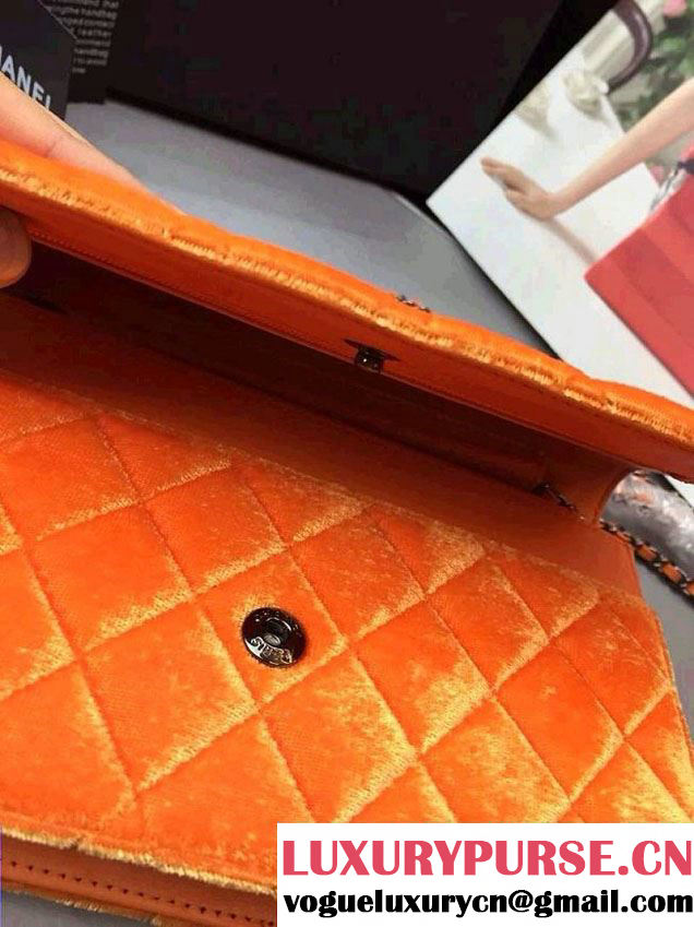 Chanel Velvet WOC Wallet On Chain Bag A33814 Y09134 Orange 2014